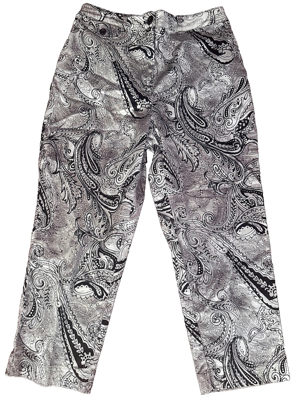 🖤SUSAN GRAVER🖤 PAISLEY STRETCH POCKET ZIP-UP CAPRI PANT